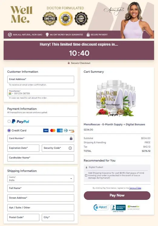 MenoRescue Checkout